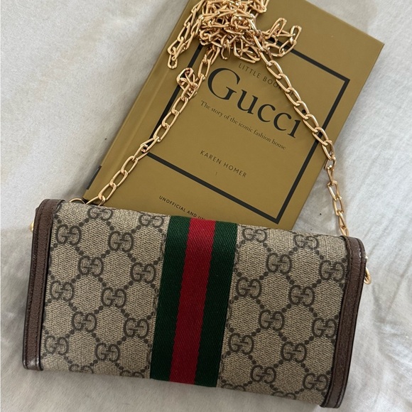 Authentic GUCCI GG Supreme Monogram Web Ophidia Wallet On Chain Crossbody Bag - Picture 4 of 14